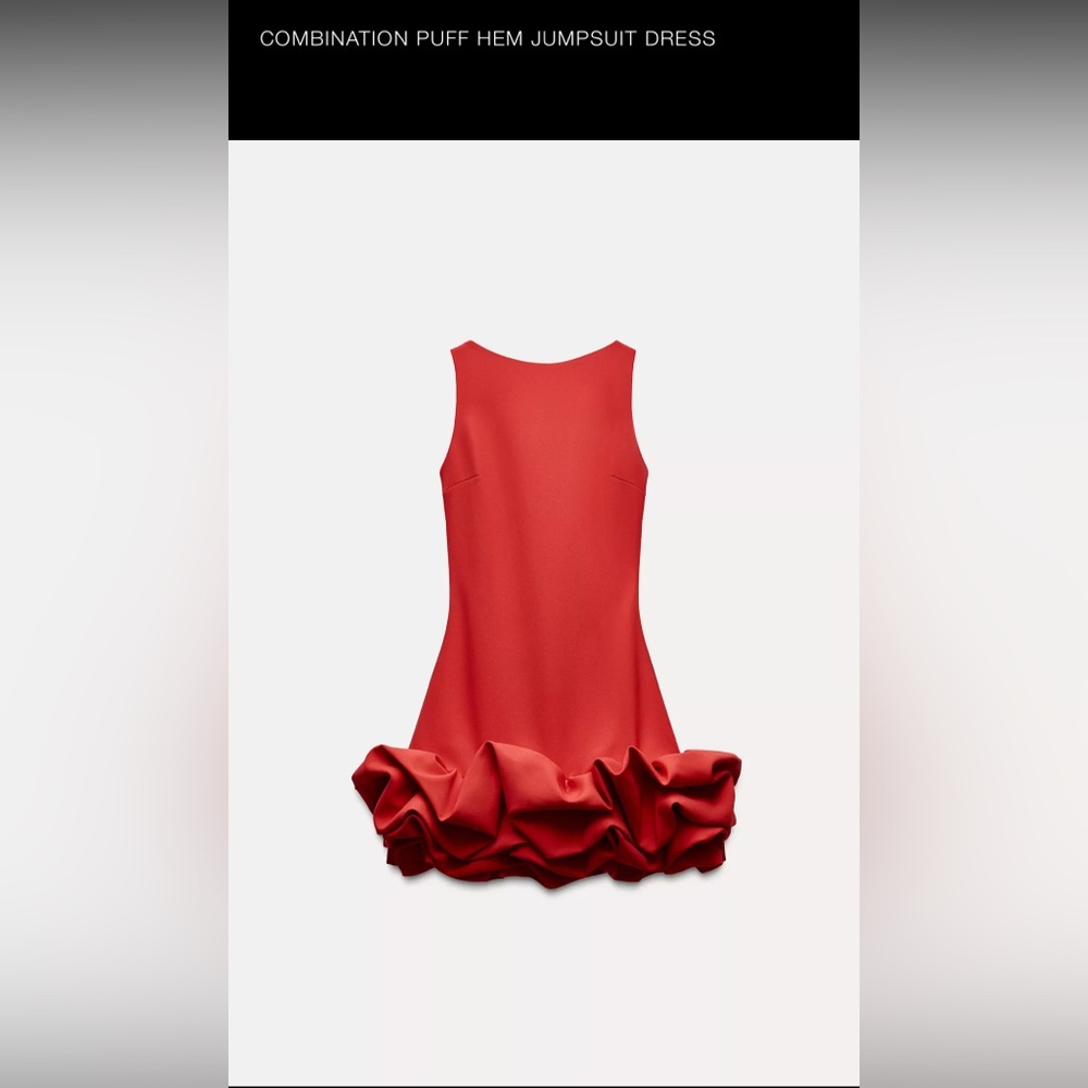 Zara Puff Hem Jumpsuit Dress